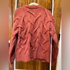 Madewell Cable Ashmont Cardigan in Heather Tulip Sz M